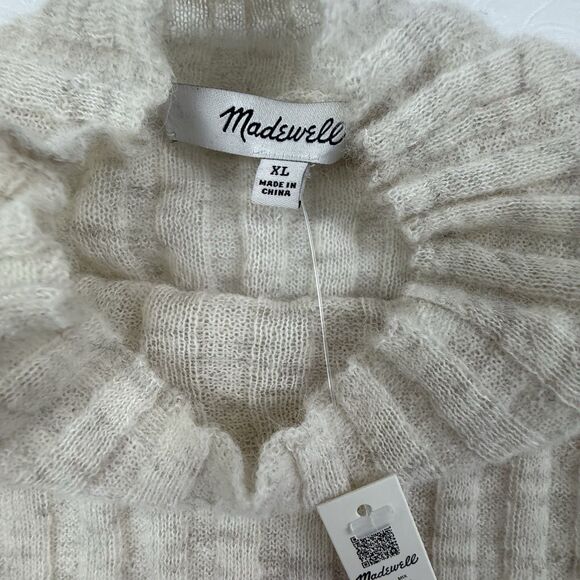 NEW Madewell Alpaca Blend Mockneck Soft Ribbed Long Sleeve Sweater XL Cream - Picture 5 of 11